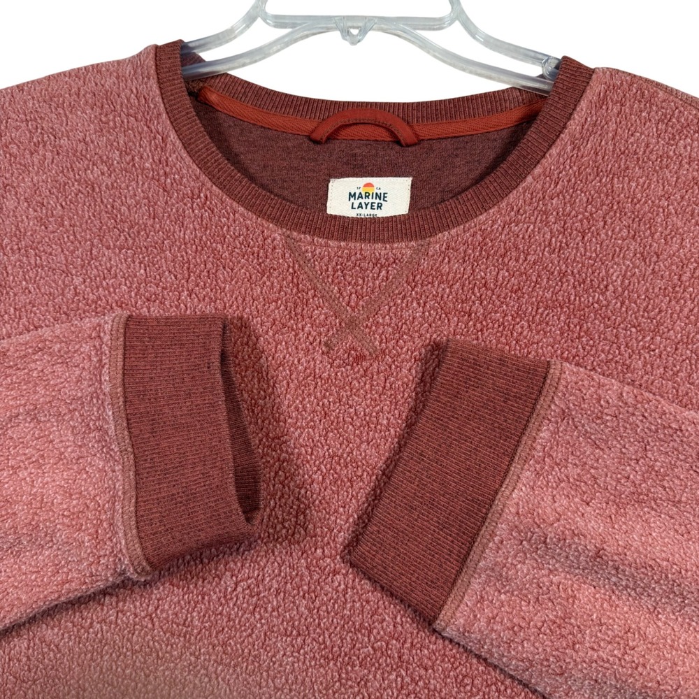 Marine Layer‎ Fleece Sweatshirt Womens XXL Terracotta Sherpa Crew Neck